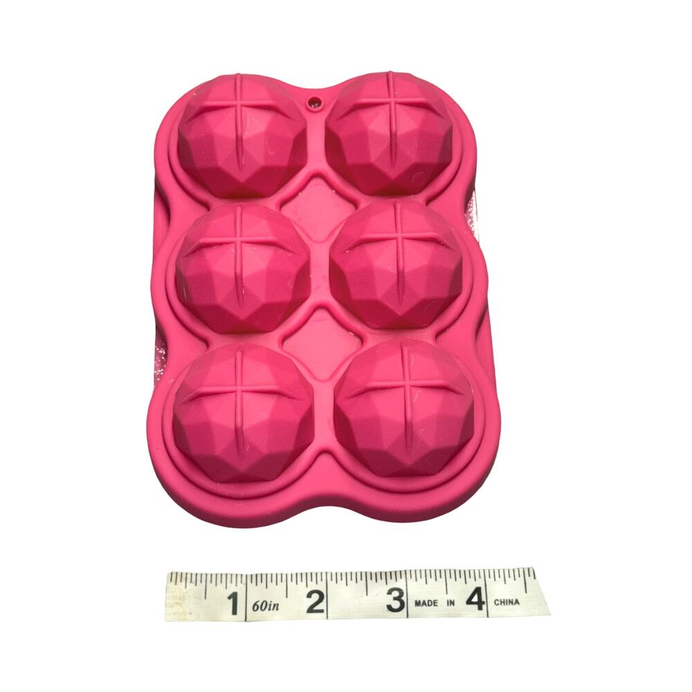 Pink Silicone Sphere Mold Set Faceted Ice Ball Chocolate Resin Unbranded - Picture 6 of 6